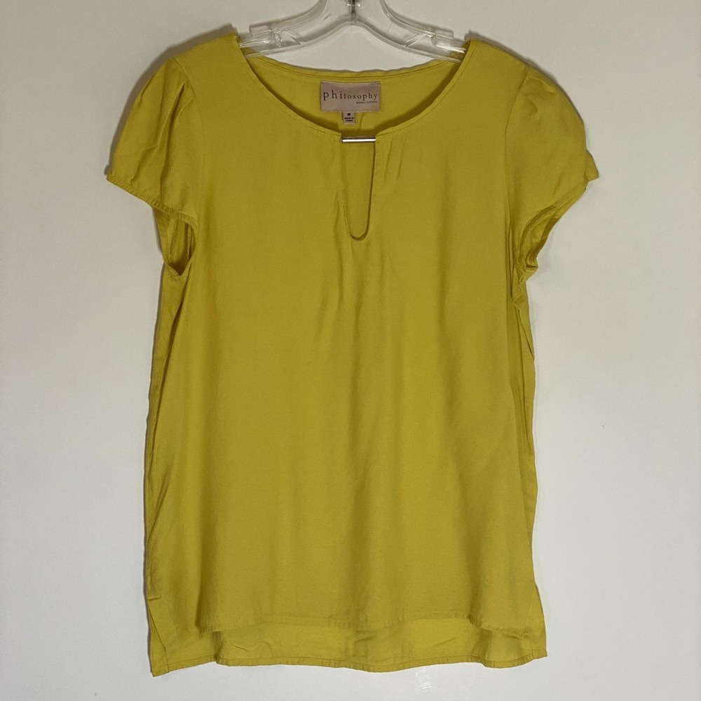 Philosophy Republic Clothing Top Womens‎ Medium Yellow Keyhole Blouse Top